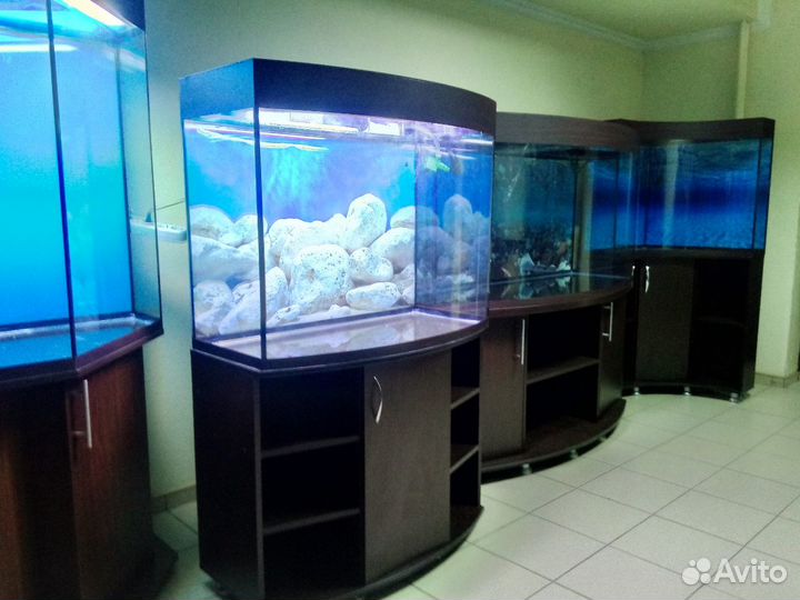 Аквариум 220 полукруглый, свет, биофильтр,подстав