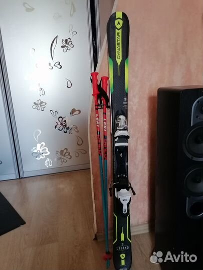 Детские горные лыжи - комплект с ботинками и палка