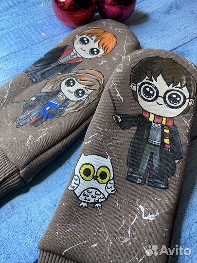 Варежки ручная роспись