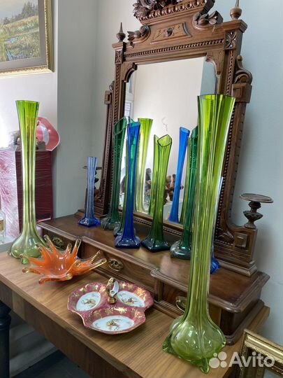 Вазы цветное стекло старинные