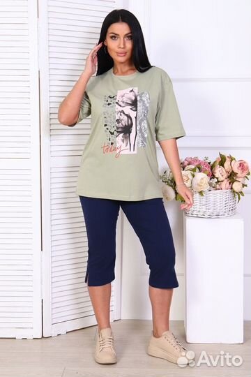 Костюм женский с бриджами, светлый хаки, большого