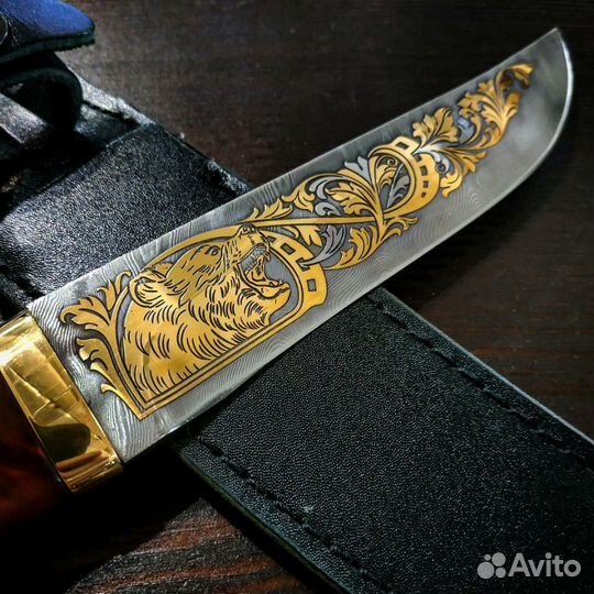 Сувенирный нож. Литье. Золото. Дамаск. Златоуст