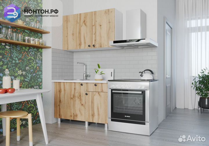 Кухня Деми 1.0 м белый / дуб вотан