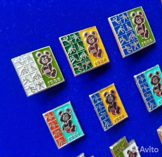 Полный набор значков Олимпиада 80. Мишка олимпийск