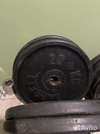 Гриф олимпийский 20 кг, диск бампер/кауч,вес 135кг