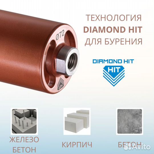 Коронка алмазная Diamond Hit D 72 мм