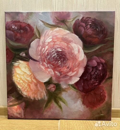 Картина маслом на холсте, пионы