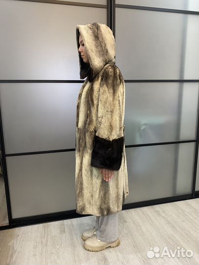 Шуба норковая с капюшоном