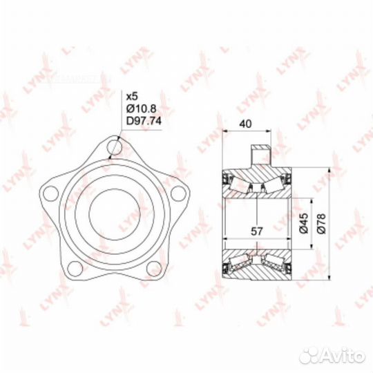 Lynxauto WB-1007 Ступица колеса перед прав/лев