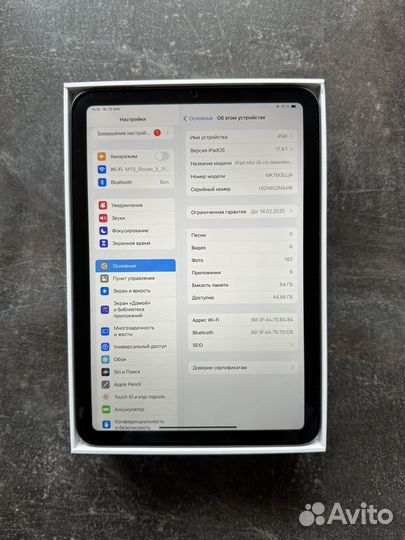 iPad Mini 6 64gb 3 месяца Space Gray без sim