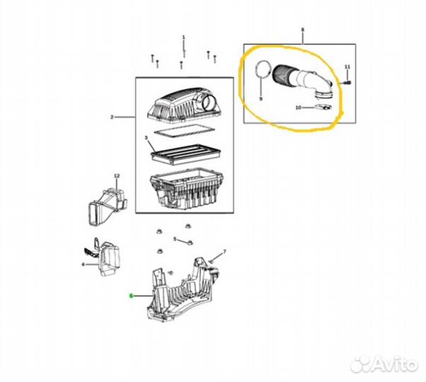 Б/У Патрубок воздушного фильтра В хорошем
