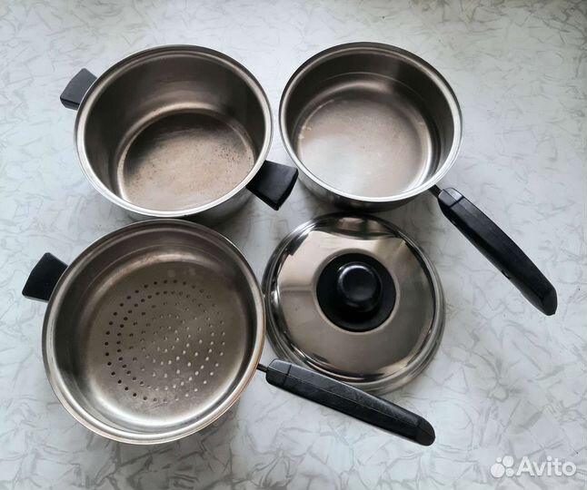 Набор кастрюль 3 в 1 из нержавеющей стали СССР