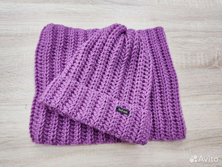 Шапка и снуд вязанные женские новые