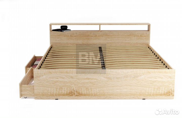 Кровать двуспальная кингсайз с ящиками