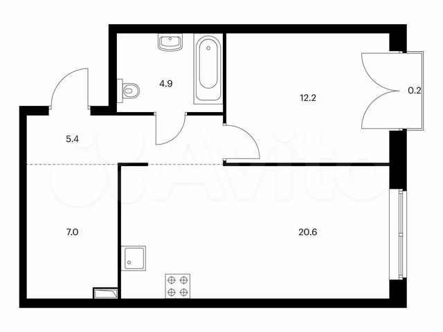 1-к. квартира, 50,3 м², 10/12 эт.
