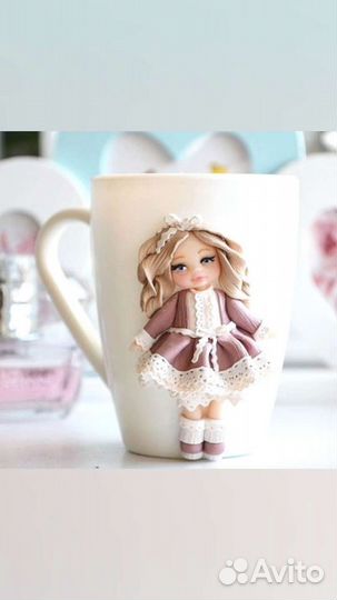 Кружка с декором из полимерной глины