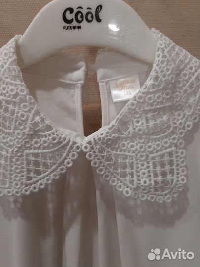 Блузка белая школьная на девочку 140