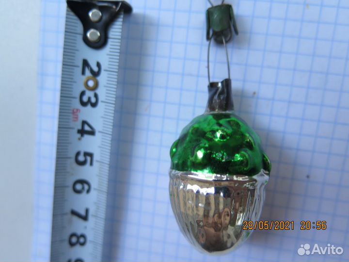 Елочная Игрушка желудь Стекло СССР