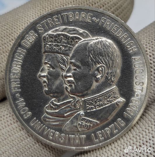 5 марок 1909 г. Саксония. Университет Лейпциг