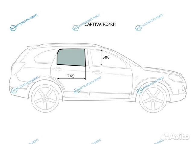 Captiva rdrh Стекло заднее правое опускное chevrol