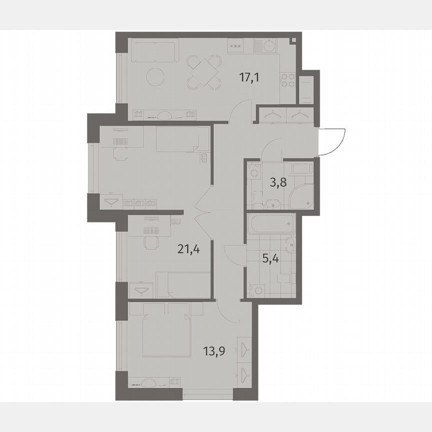 2-к. квартира, 73 м², 7/8 эт.