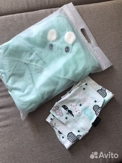 Полотенце детское/ пеленка-кокон с шапочкой