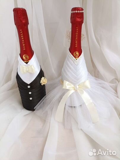 Украшения на бутылки шампанского Жених и Невеста