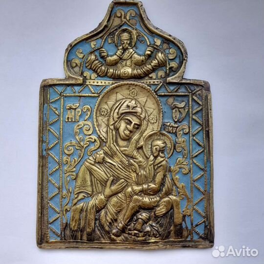 Плакетка 19 век Владимирская Богородица литье