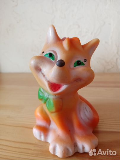 Лиса, лисенок, советская резиновая игрушка