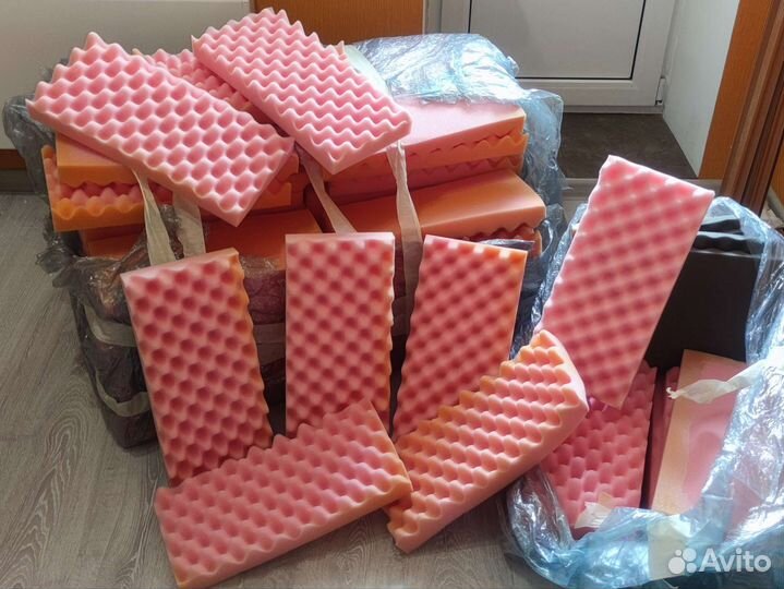 Акустический поролон «Волна»50мм розовый б/у