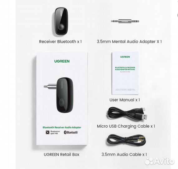 Блютуз 5.1 ресивер (адаптер) ugreen CM279