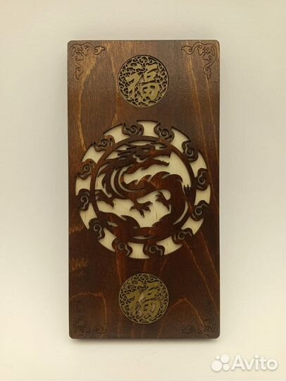 Лакированные нарды с драконом, ручной работы