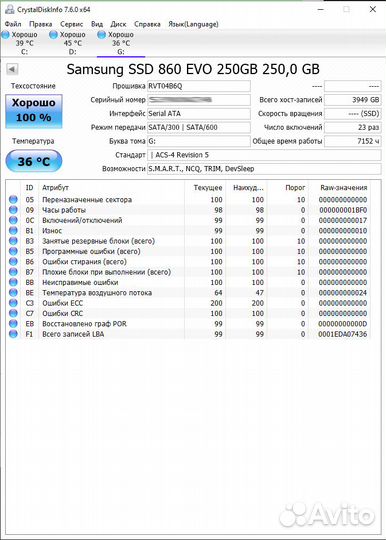 Samsung 860 EVO 250gb SSD диск