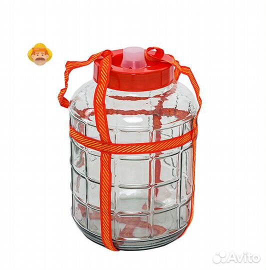 Стеклянная банка для брожения с гидрозатвором, 18л