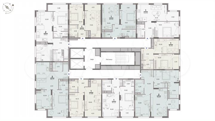 2-к. квартира, 75,3 м², 23/25 эт.