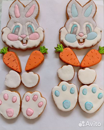 Имбирные пряники Пасхальные, зефирный декор