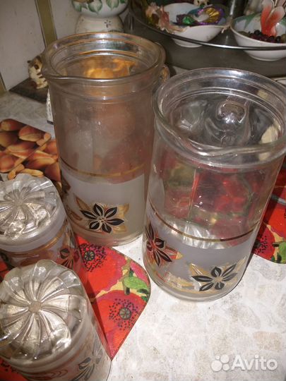 Набор Кувшин - 2 штуки + 8 стаканов, стекло, новые
