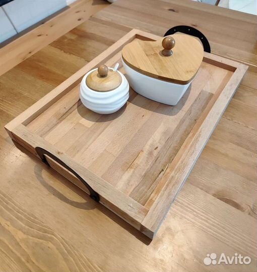 Поднос деревянный с ручками