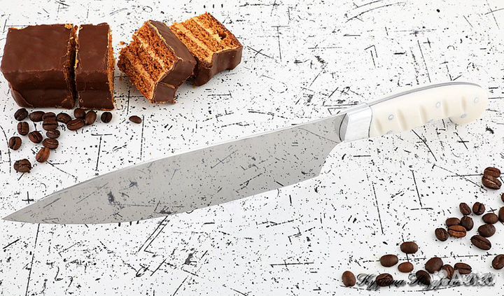 Кухонный нож № 13 сталь 95Х18 рукоять акрил белый