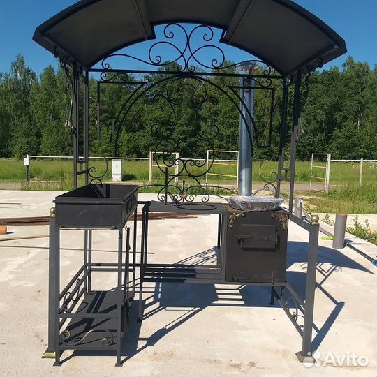 Кованый мангал с печкой