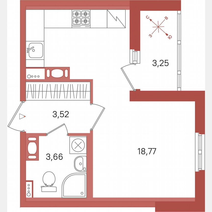 Квартира-студия, 27,6 м², 10/11 эт.