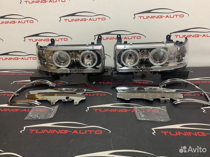 Фара Toyota land Cruiser 80 90-98 chrome LED tuning R+L светлые
