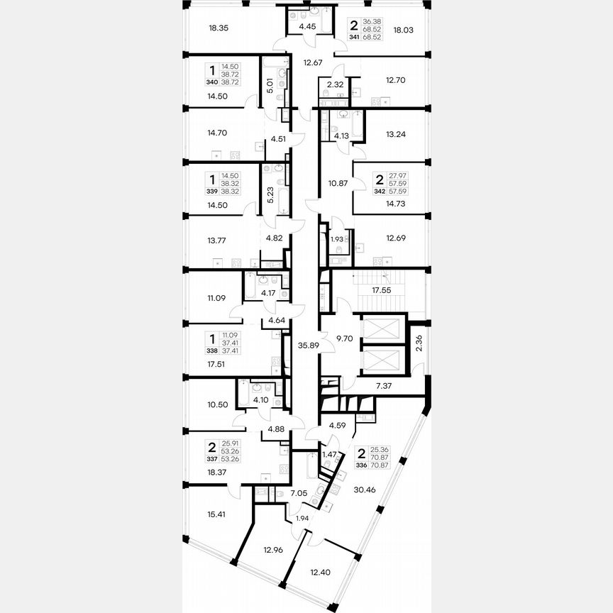 2-к. квартира, 72,3 м², 17/19 эт.