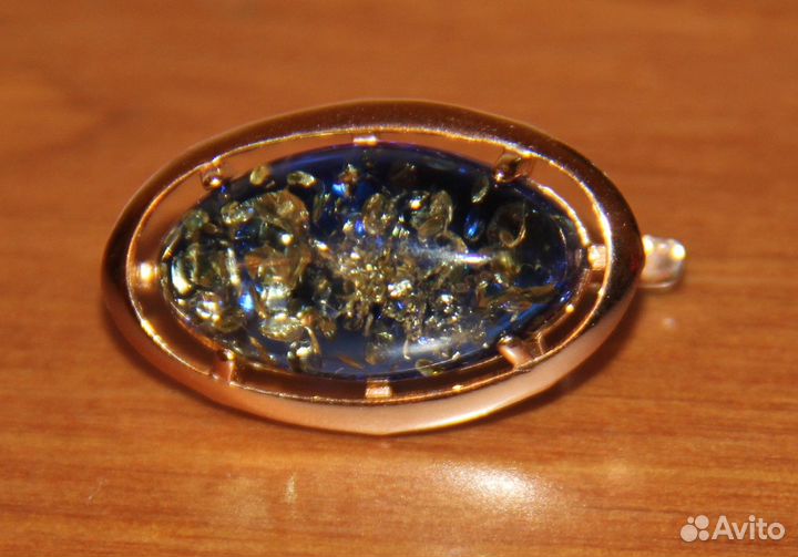 Серьги синий янтарь