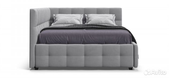 Кровать boss 140 mini велюр Monolit сталь