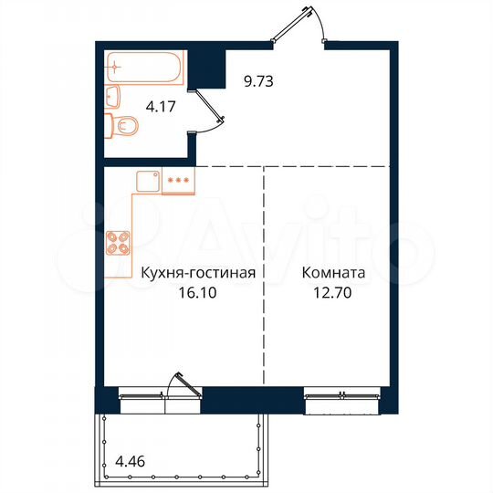 1-к. квартира, 47,2 м², 18/18 эт.