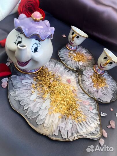 Поднос, сервировочный набор, эпоксидная смола