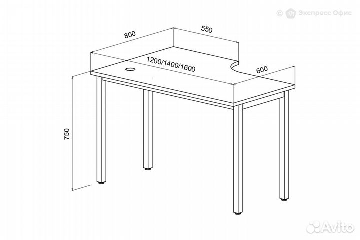 Стол письменный на металлокаркасе правый Стиль 2М.144