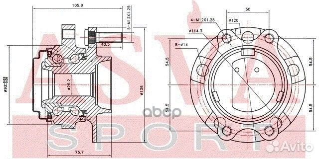 Ступица колеса перед прав/лев nswhv36MF asva