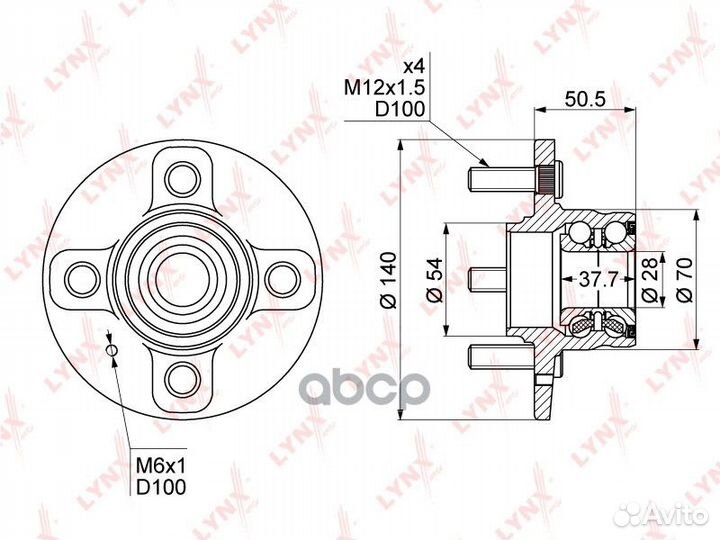 Ступица колеса зад прав/лев WH1115 lynxauto